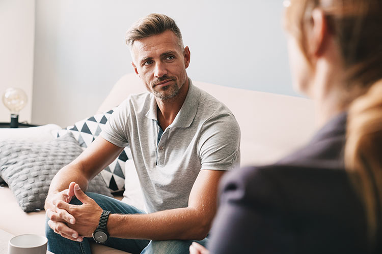 Man in therapy for depression and anxiety