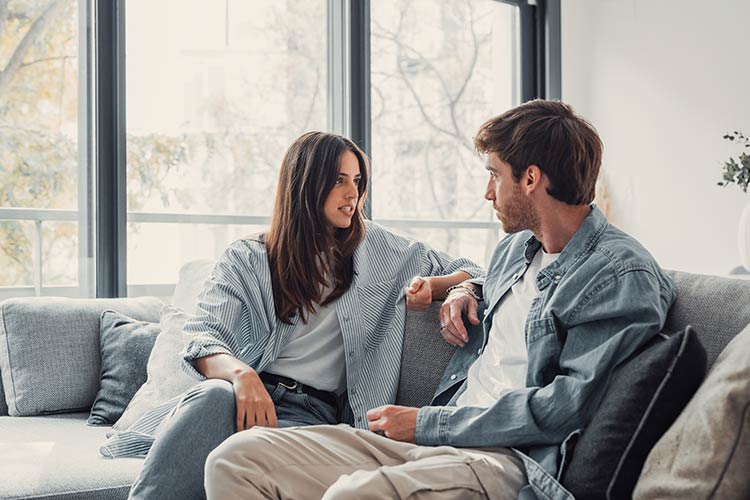 Young couple talking during therapy session